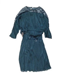 VINTAGE Womens Longline Maxi Dress UK 16 Large Blue Striped CN07 - Picture 1 of 3