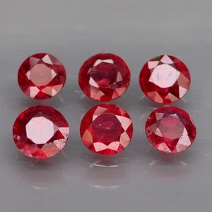 Rund 5,2 bis 5,9 mm. Edel Edelstein Natur Spitze Roter Rubin Mosambik 6 Stck./4,44 Karat. - Bild 1 von 6