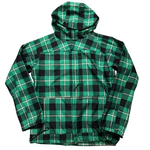 686 Ski Snowboard Jacket Mens M InfiDry Plexus Hooded Full Zip Plaid Green NEW - Picture 1 of 6