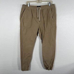 American Eagle Pants Mens Large Tan Khaki Ripstop Joggers Drawstring Elastic - Picture 1 of 9