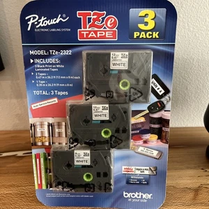 NEU ORIGINAL BROTHER P TOUCH TZE 2322 3ER-PACK SCHWARZ AUF WEISS LAMINIERTE BÄNDER - Bild 1 von 5