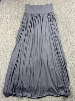 Garnet Hill Womens S Favorite Maxi Knit Skirt Pull On Pockets Grey Lagenlook - Image 1 of 4