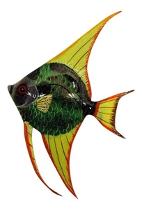Colgador de peces ángel verde y amarillo decoración de pared 12ANGW13 resina - Imagen 1 de 1