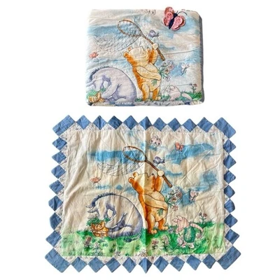 Classic Winnie The Pooh Twin Butterfly Appliqué  Reversible Quilt Standard Sham - Image 1 of 4
