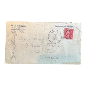 Antique 1924 W W Tinsley Bankruptcy Envelope Kentucky to Knoxville Tennessee - Picture 1 of 3