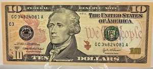 2004-A $10.00 FRN CURRENCY GC/A BLOCK (fw) PHILADELPHIA CRISP CURRENCY NOTE (81) - Picture 1 of 2