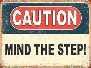 Caution, Mind the step funny retro metal sign/plaque novelty gift man cave pub - Picture 1 of 1