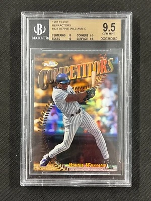 BGS 9.5 1997 Topps Finest #331 Bernie Williams raro refractor de oro Yankees de Nueva York Foto 1 de 2