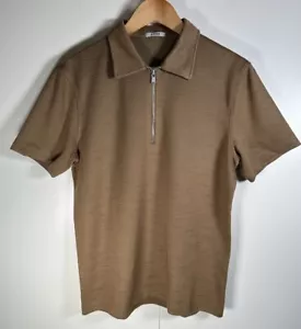 Arne Poloshirt Herren mittelbraun 1/4 Reißverschluss kurzarm - Bild 1 von 8
