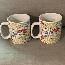 Ralph Lauren Set of Two Floral 16 ounce Coffee Mug Yellow Blue Red B1