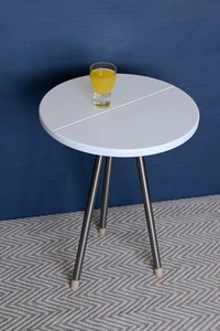 Three legged coffee or end table with a white top in the design of a pill/tablet - Picture 1 of 10