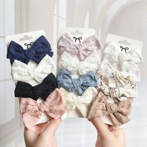 Printing Bows Hair Clip For Kids Girls Floral Embroidery Bowknot Spring 4Pcs/Set