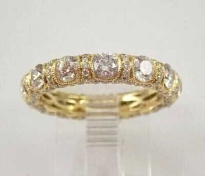 4 Ct Round Cut Moissanite Full Eternity Wedding Band 14k Yellow Gold Plated SZ 8 - Image 1 of 4