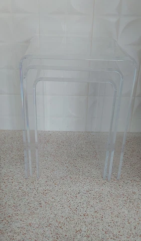 VINTAGE MCM HOLLYWOOD REGENCY LUCITE ACRYLIC NESTING TABLES 1970S EXCELLENT Cover