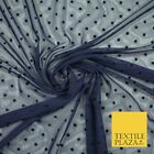 Black / Navy Blue 3mm Flocked Spot Polka Dot Power Mesh Net Stretch Dress Fabric