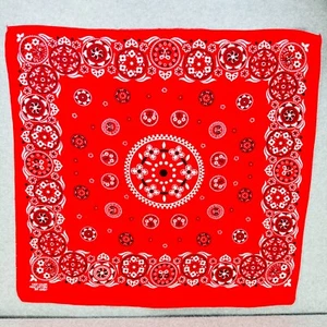 Bandana vintage roja con flores color rápido 100 % algodón RN13960 - Imagen 1 de 7