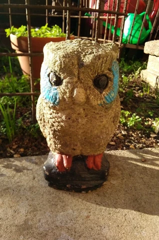 Vintage Concrete Partially  Painted Owl Cover