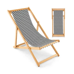 Folding Bamboo Sling Chair with Adjustable Backrest and Canvas-Natural - Color: - Picture 1 of 5