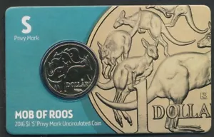 Australia: Mob of Roos 2016 $1 ""S"" marca privada Sydney en tarjeta RAM - Imagen 1 de 1