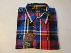 Men's Chaps Size Xl Long Sleeve Red Plaid Shirt Brushed Cotton With 2 Pockets