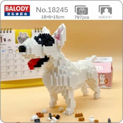 American Pit Bull Terrier Dog 3D Model DIY Mini Diamond Block Brick Building Toy - Image 1 of 4
