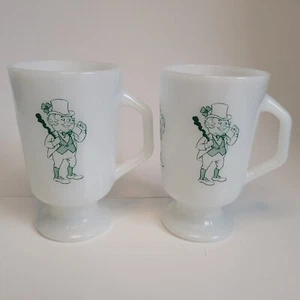 St. Patrick's Day Fire King Anchor Hocking Coffee Mug Set of 2 Great Condition! - Picture 1 of 15