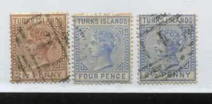 Turks Islands QV 1882-84 2 1/2d's and 4d used - Picture 1 of 1