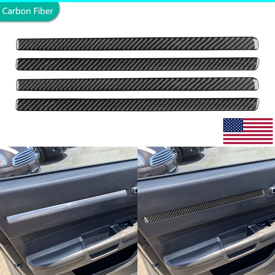 Cubierta de panel de puerta interior de fibra de carbono real 4 piezas para Dodge Magnum Charger 08-10 Foto 1 de 4
