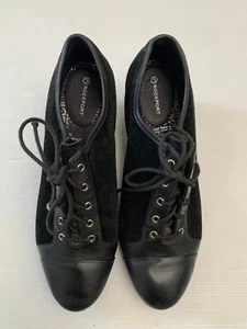 ROCKPORT By Adiprene Adidas Womens AU 8 BLACK SUEDE LEATHER Lace Up Wedge Shoes - Picture 1 of 9