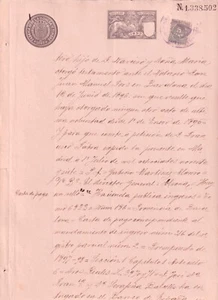 1897-PS-6 ESPAÑA SPAIN REVENUE SEALLED PAPER 1897 SELLO 13º + 5c WAR TAX. - Picture 1 of 2