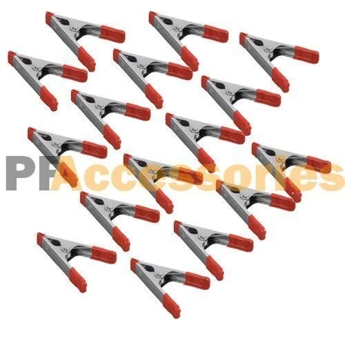 16x 4" inch Metal Spring Clamps w/ Rubber Tips Tool 16 Pcs Lot Steel Red - Image 1 of 2