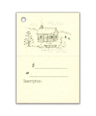 KIMMERIC STUDIO 50 2-PART LOG CABIN HANG TAGS & STRINGS PRICE PERFORATED For Price,Vendor Tags