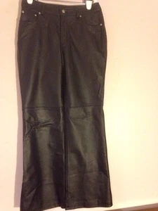 WOMEN VINTAGE NEWPORT NEWS JEANOLOGY COLLECTI ON BLACK LEATHER PANTS LINED SZ 8 - Picture 1 of 12