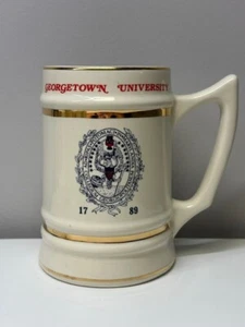 1789 Georgetown University Stein- Creme w/ Logo Gold Trimming - Picture 1 of 1