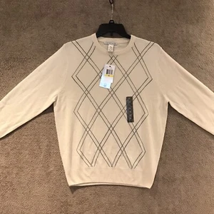 Geoffrey Beene Beige Pullover Plus Sweater Men Size Medium 100% Acrylic - Picture 1 of 12