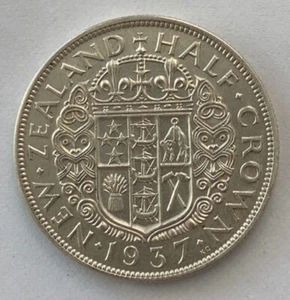 New Zealand KGVI 1937 Silver Half Crown Coin - gVF - Picture 1 of 2