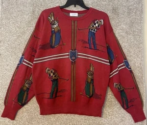 Vintage Tricots St Raphael Mens Knit AOP All Over Print Golf Sweater Size XL USA - Picture 1 of 13