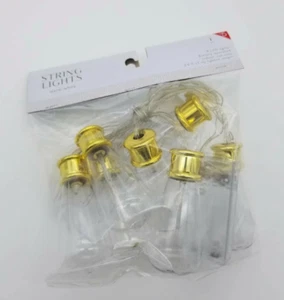 8 Old Style Bulb Gold Base LED String Lights warm white battery power indoor fx - Picture 1 of 8
