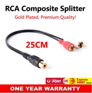 Gold Plated RCA Male Female Splitter Cable Composite Phono Analog Audio Adapter - Picture 1 of 9
