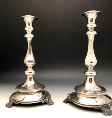 Beautiful antique Austrian Silver Candlesticks 12.5" tall , 80% Silver - Image 1 of 4