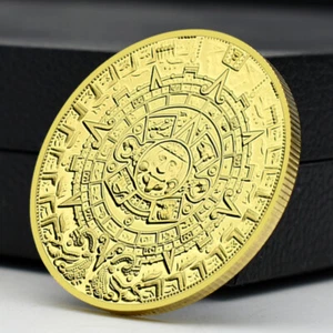 Calendario Maya México Moneda Memorial Dorada Metal Artesanía Regalo Aficionados Coleccionables - Imagen 1 de 12