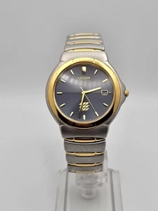 Citizen ECO-DRIVE Men Silver Gold Tone Stainless Steel Watch A114-H17974🔥Mint🔥 - Picture 1 of 21