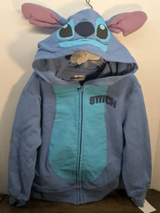 Disney Stitch Niños Sudadera con Capucha Cremallera Chaqueta Con Orejas Azul Talla 5/6 - Imagen 1 de 10