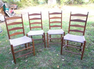 VINTAGE SET OF 4 SHAKER LADDERBACK CHAIRS WITH ACORN FINIALS &DELIVERY AVAILABLE - Image 1 of 4