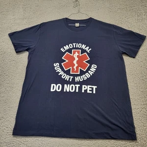 Digiprint Tshirt Men's Size XL Blue "Do Not Pet Emotional Support Husband Funny - Picture 1 of 8