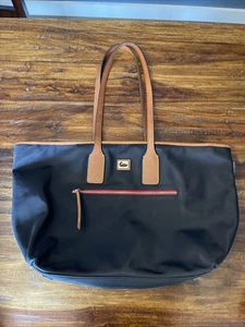 Dooney & Bourke Nylon Wayfarer Tote Handbag Large Travel Bag Black Used - Picture 1 of 24