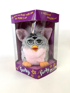 Vtg Furby 1998 Pink Gray Black Green Eyes Leopard New Sealed Model 70-800 Era 1 - Picture 1 of 13