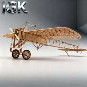Wooden 3D Skeleton Aircraft Bleriot XI Model - DIY Assembly Puzzle Craft Wooden - Picture 1 of 7