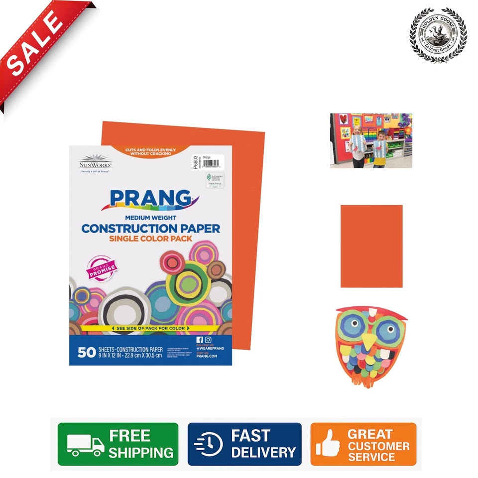 Papel de construcción naranja confiable 9" x 12" - 50 hojas de Dixon Ticonderoga Foto 1 de 4