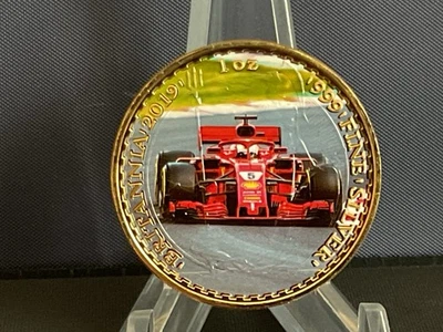 2019 1oz Silver Britannia.  “F1 - FERRARI “. Coloured.  COA with Box - Image 1 of 4